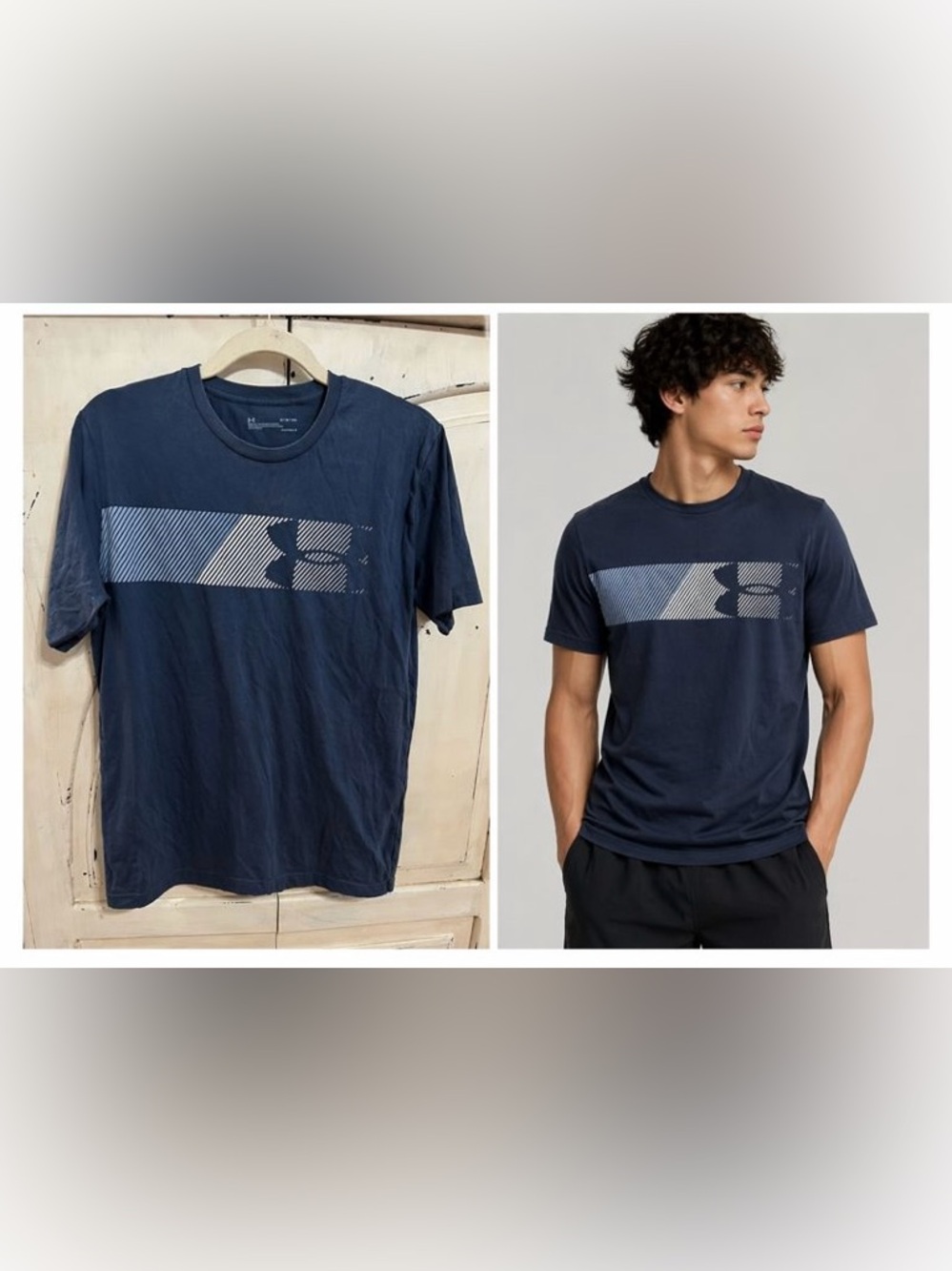 Under Armour Navy Graphic Tee Shirt HeatGear Men’s Medium
